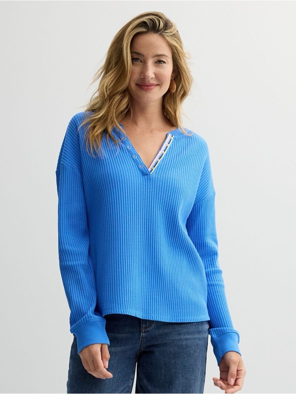 Sonoma goods for life relaxed waffle henley W037